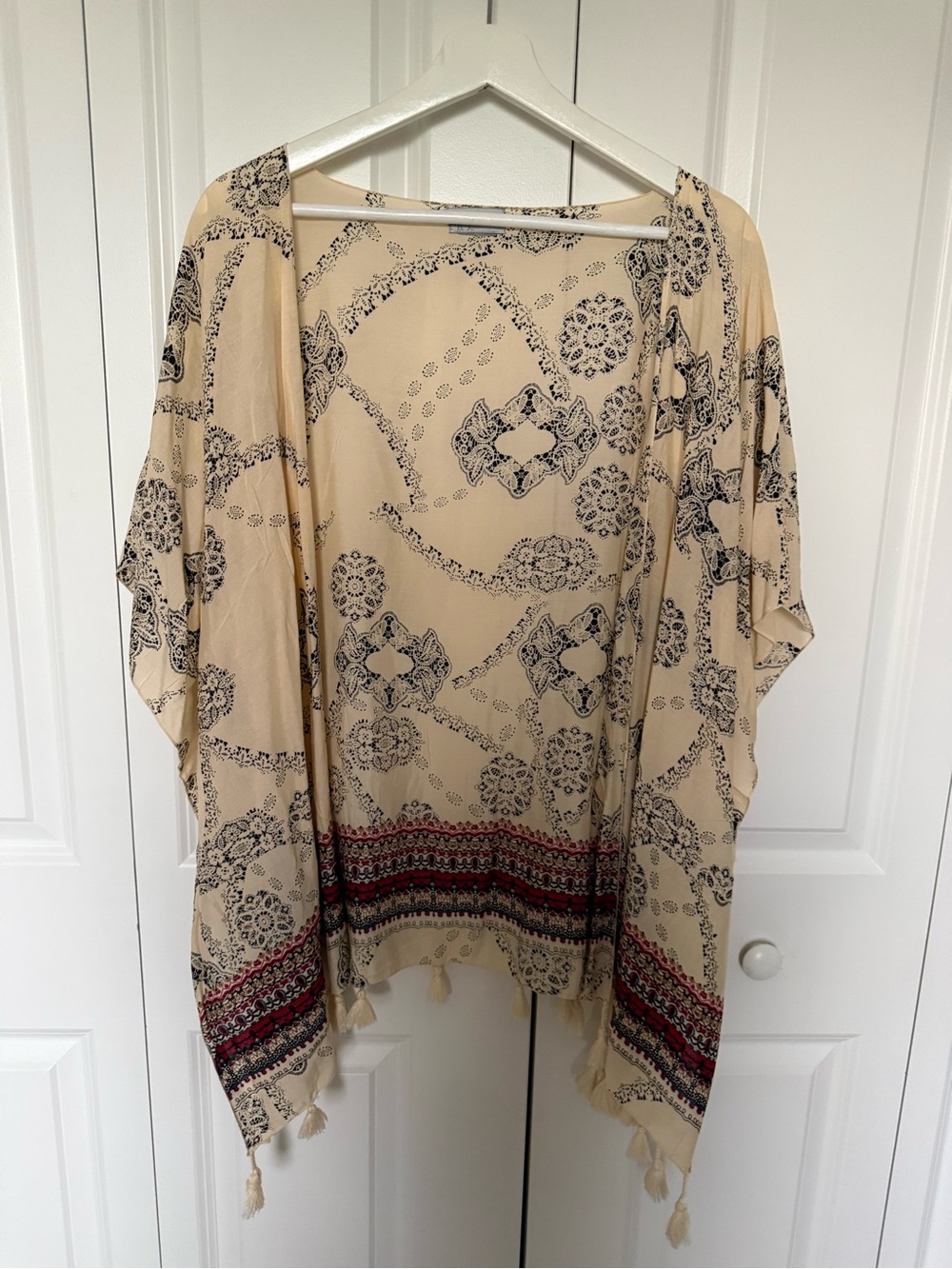 Harve Benard Beach Cover Up Paisley Tassels Boho Lightweight